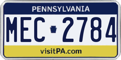 PA license plate MEC2784