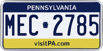 PA license plate MEC2785