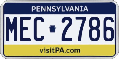 PA license plate MEC2786