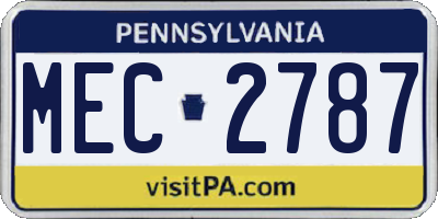 PA license plate MEC2787