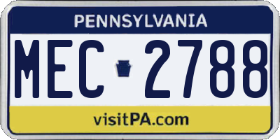 PA license plate MEC2788
