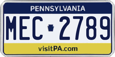 PA license plate MEC2789