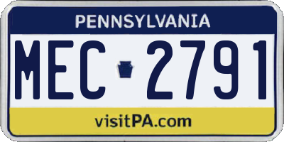 PA license plate MEC2791