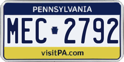PA license plate MEC2792