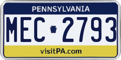 PA license plate MEC2793