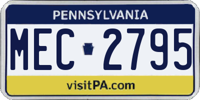 PA license plate MEC2795