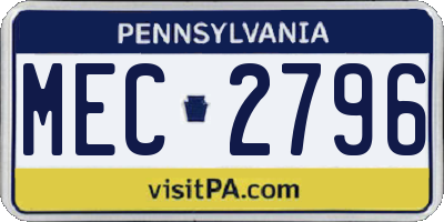 PA license plate MEC2796