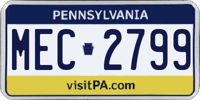PA license plate MEC2799