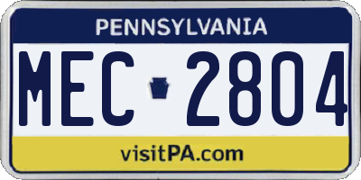 PA license plate MEC2804