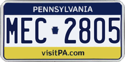 PA license plate MEC2805