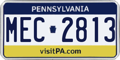 PA license plate MEC2813