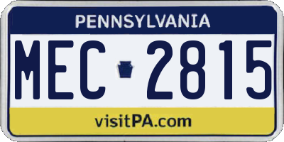 PA license plate MEC2815