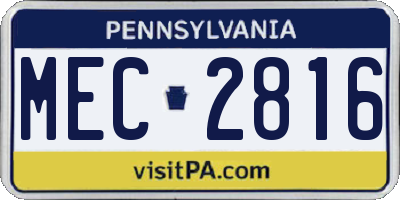 PA license plate MEC2816