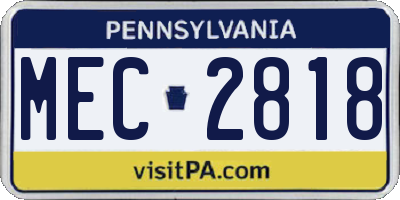 PA license plate MEC2818