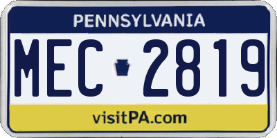 PA license plate MEC2819