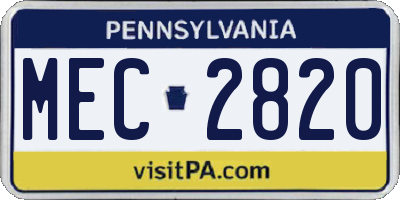 PA license plate MEC2820