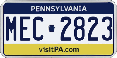 PA license plate MEC2823