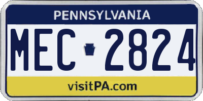 PA license plate MEC2824