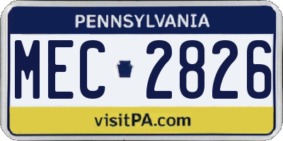 PA license plate MEC2826
