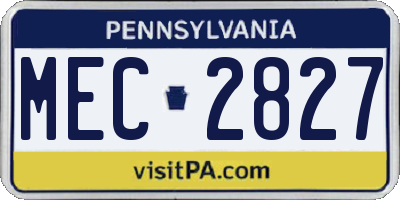 PA license plate MEC2827