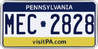 PA license plate MEC2828
