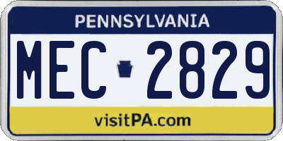 PA license plate MEC2829