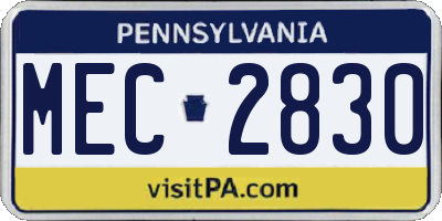 PA license plate MEC2830