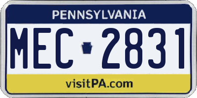 PA license plate MEC2831