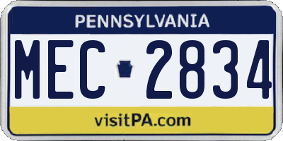 PA license plate MEC2834