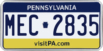PA license plate MEC2835
