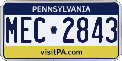 PA license plate MEC2843