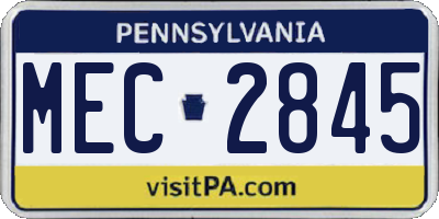 PA license plate MEC2845