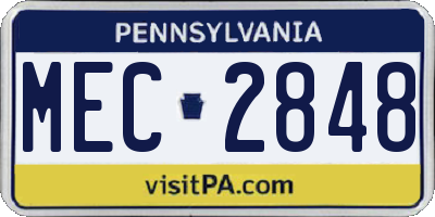 PA license plate MEC2848