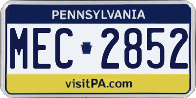 PA license plate MEC2852