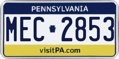 PA license plate MEC2853