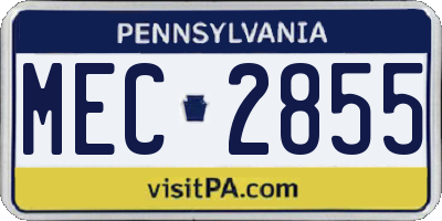 PA license plate MEC2855