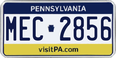 PA license plate MEC2856
