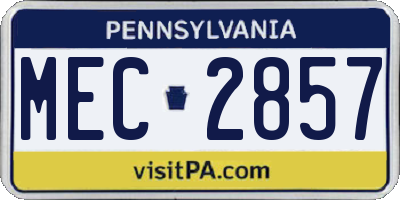 PA license plate MEC2857