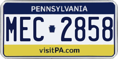 PA license plate MEC2858