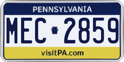 PA license plate MEC2859