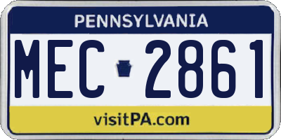 PA license plate MEC2861