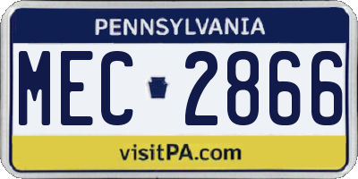 PA license plate MEC2866
