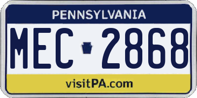 PA license plate MEC2868