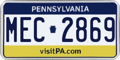 PA license plate MEC2869