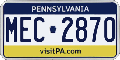 PA license plate MEC2870