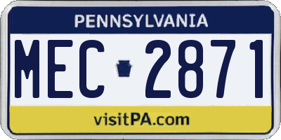 PA license plate MEC2871