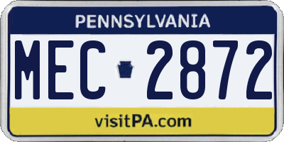 PA license plate MEC2872