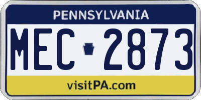 PA license plate MEC2873