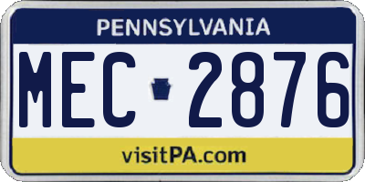 PA license plate MEC2876