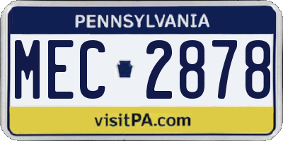 PA license plate MEC2878